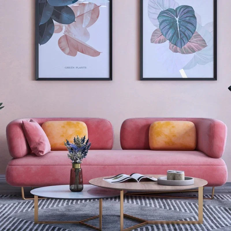 Designer European Minimalist Sofa Nordic Light Luxury Double Living Room Sofa Relax Fabric Muebles Para Salas Modernos Furniture
