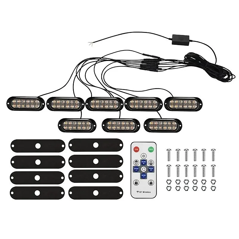 Truck Grille Flashing Yellow Light 12Pieces LED Wick Waterproof and Antifog Durable Stable Electric Current No Power Consumption