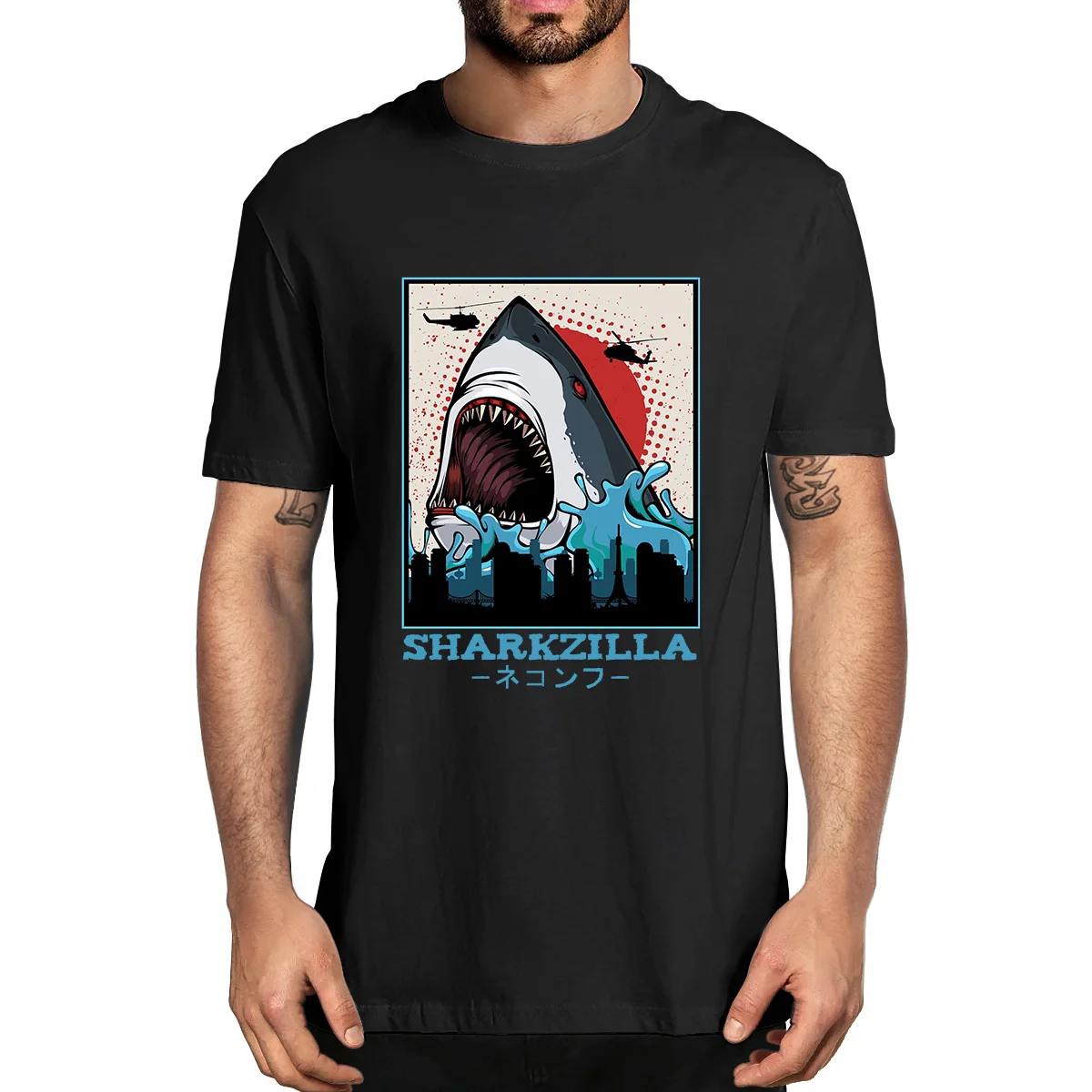 100% Cotton Sharkzilla Hungry Funny Shark Week Sharks Japan Lover Sarcastic Geeky Summer Men's Novelty T-Shirt Women Soft Tee