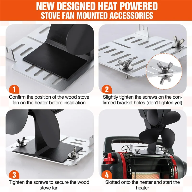 ABKD Heat Powered Stove Fan Mounted , Compatible With Mr. Heater Buddy MH9BX, MH12HB, MH18B, Bracket For Fixing Stove Fan