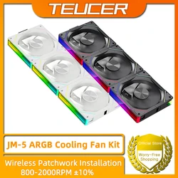TEUCER JM-5 Wireless Cooling Fan Kit 800-2000RPM 5V 3Pin ARGB Case Fan Compatible with 240 or 360 Water Cooling Radiator