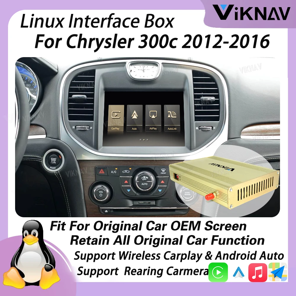 

Linux System Decode Box For Chrysler 300c 2012-2016 Wireless CarPlay Android Auto Only Support OEM Screen