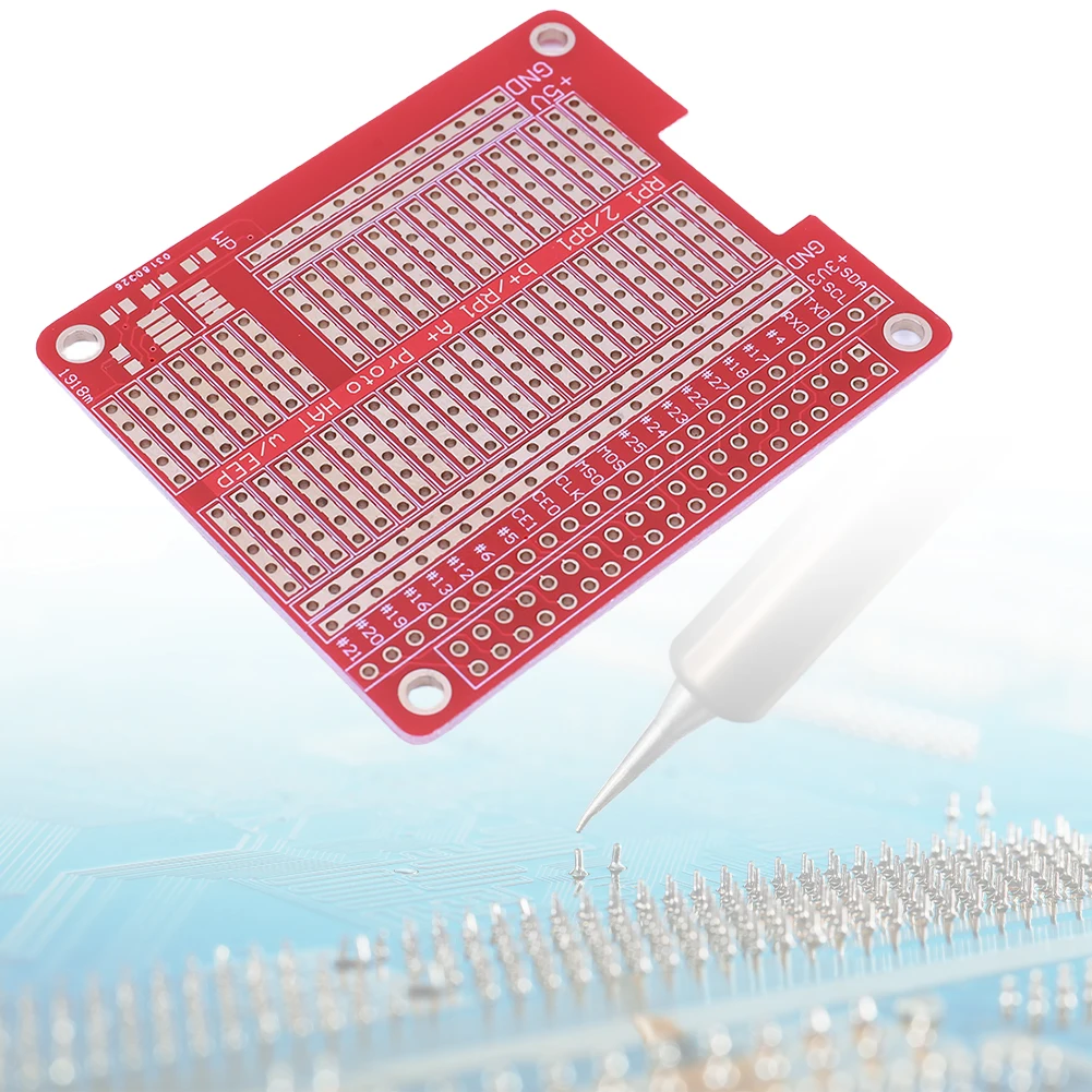 Prototype Breakout DIY Breadboard PCB Shield Board Kit PCB Shield Red Expansion Board for Raspberry RPi Prototype Hat Breadboard