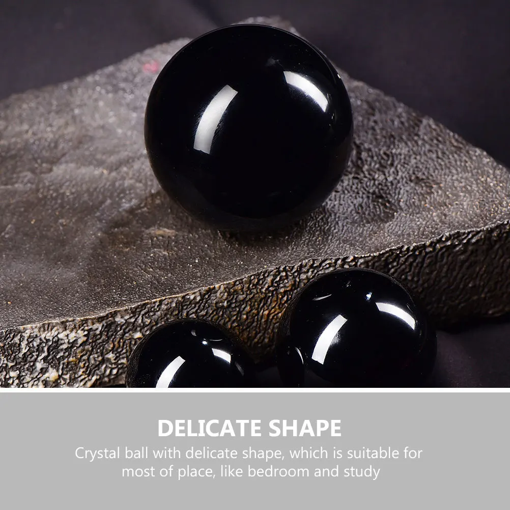 

1Set Black Crystal Sphere Ornament with Wood Stand Stable Desktop Decoration Creative Crystal Ball for Home Office Table Display