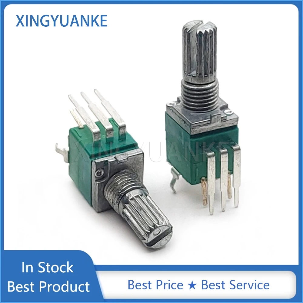 2PCS 097 Type RK097 Single Vertical 5Pin With Switch B10K Volume Adjustment Potentiometer B103 10K Ohm Flower Shaft Length 15MM