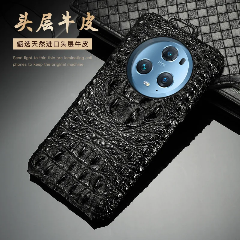 New Veneer Genuine Leather Luxury 3d Crocodile Head Phone Case For Honor Magic 5 4 3 Magic5 Magic4 Magic3 Pro Cover Cases