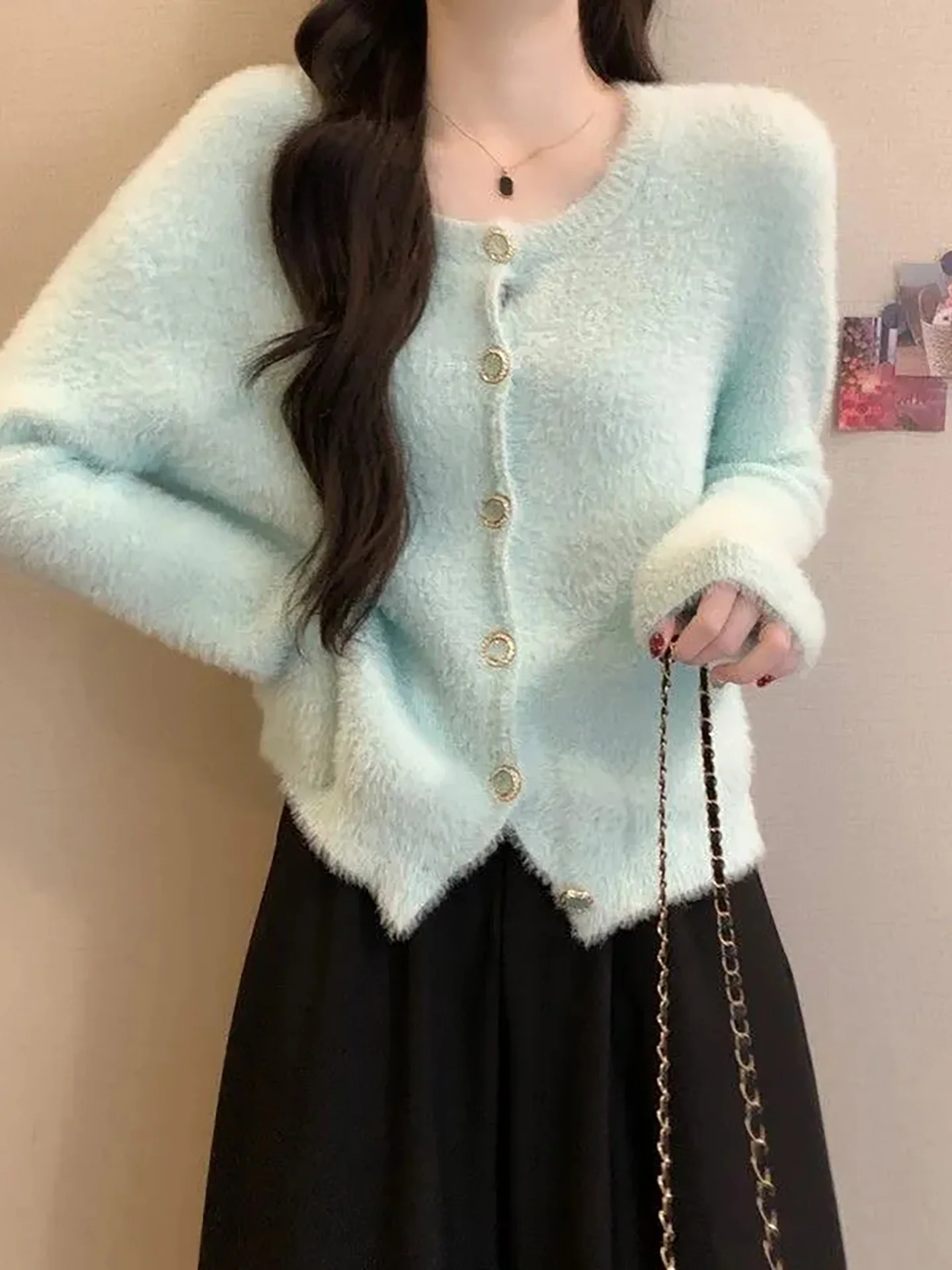 

Мягкий вязаный свитер женский, облегающий, теплый, пушистый, милый, универсальный, весна 2026, в корейском стиле, больших размеров, повседневный, удобный топ