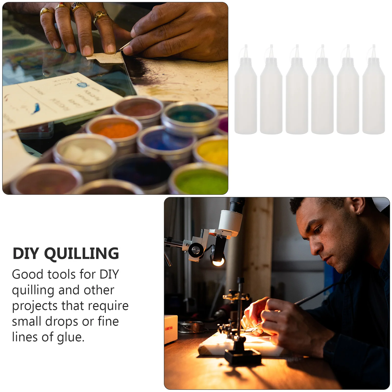 

6Pcs 500Ml Squeeze Plastic Tip Bottles Hdpe Material Easy Pour Labeling Applicator for Craft Paint Glue Liquid Storage