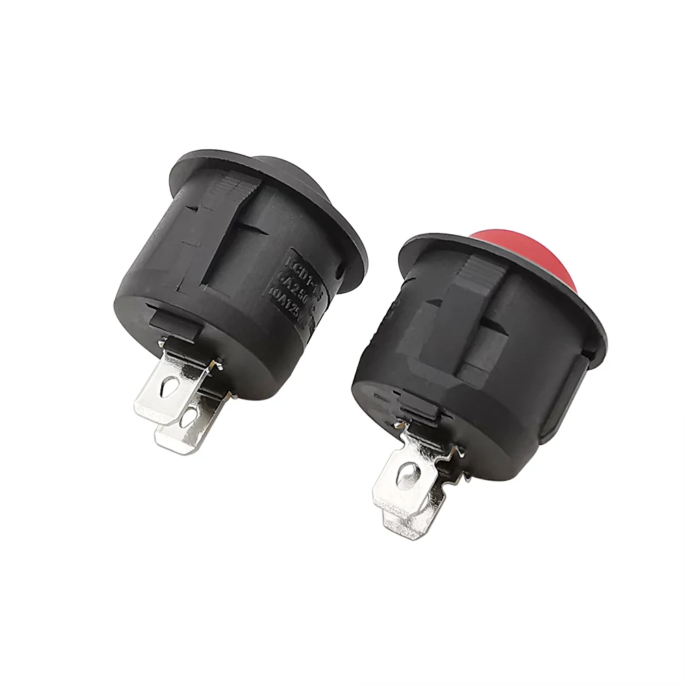 2/5Pcs KCD1-105 2 Pin Round Boat Rocker Switch ON-OFF Snap Toggle Switch AC 250V/6A 125V/10A Red Black