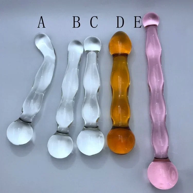 Crystal Glass Anal Plug Pyrex Pink Long Glass Butt Plug Golden G-spot Massager Wand Novelty Sex Toys Glass Masturbation Fetish