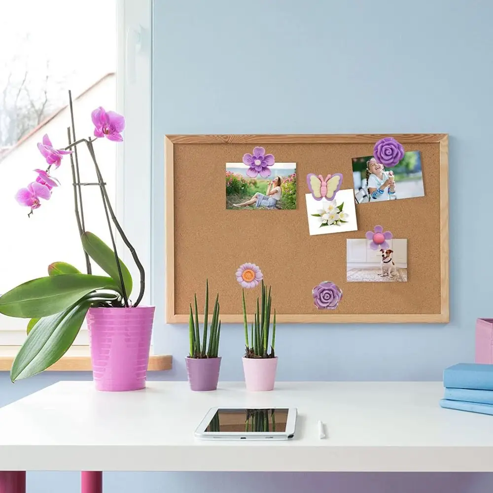 30Pcs DIY Butterfly Push Pins 3D Colorful Flower Pushpins Reusable with Box Blackboard Push Pins School Stationery