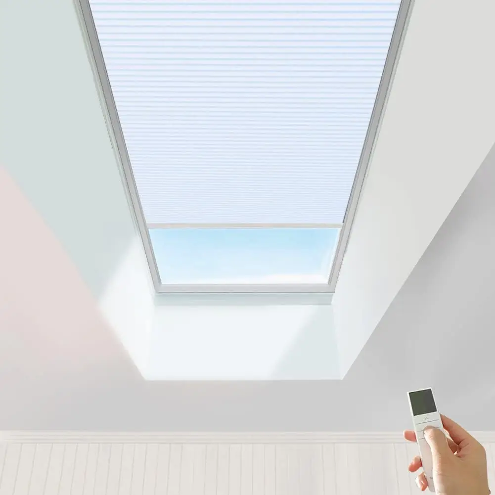 Motorized Smart Electric Blackout Cellular Honeycomb Screen Shade With Remote Control Skylight Blinds for Ceiling Solar