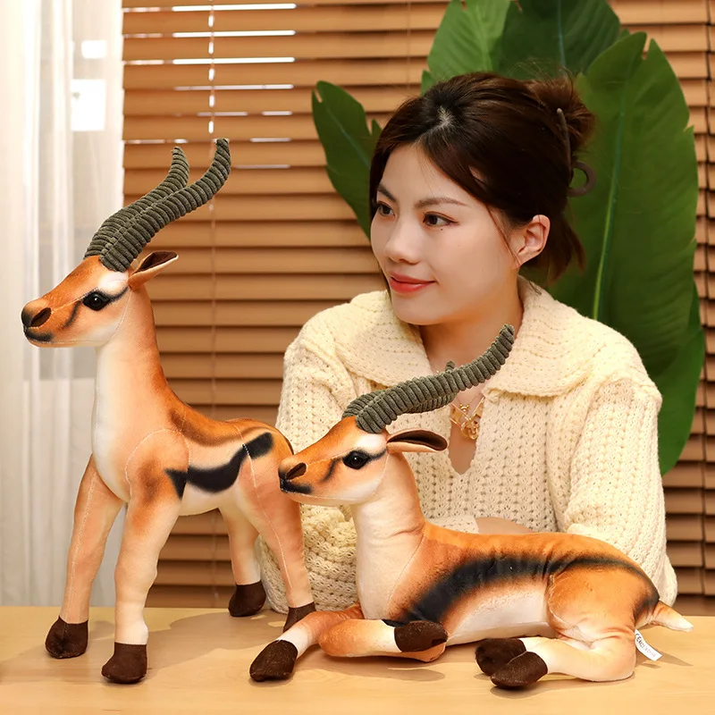 Simulation Antelope Plush Toys Lifelike Gazelle Stuffed Dolls Wildlife Models Children's Room Decor Cute Kids Birthday Gifts