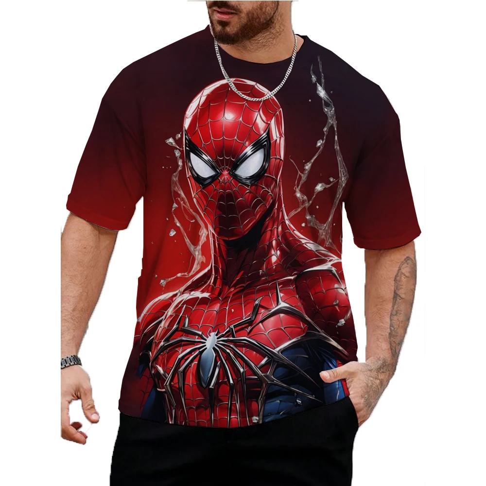 Disney T-Shirt Marvel Spider Man Print Graphic Camisa Hombre Causal Tees Short Sleeves Comfortable Pullover Tops Men's Clothing