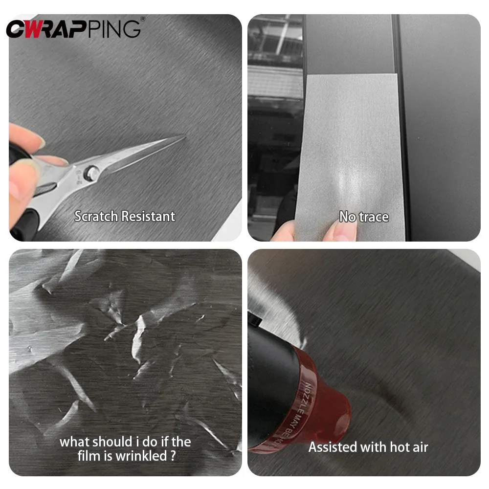 Brushed Car Stickers Hood Panel Decorative Decal Cover Waterproof Vinyl Auto Wrap Motorcycle Sticker Film for Car Accessories - view 5