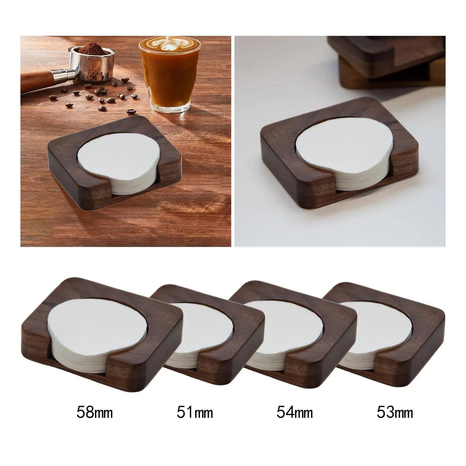 Soporte de papel para filtro de café, contenedor de madera para filtro de café para oficina