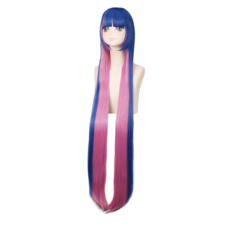 Long Blue Pink 120CM Synthetic Wig Mi-Ku Inspired Angel Cosplay Costume Hair Anime Wigs Stocking Short Straight Heat Resistant