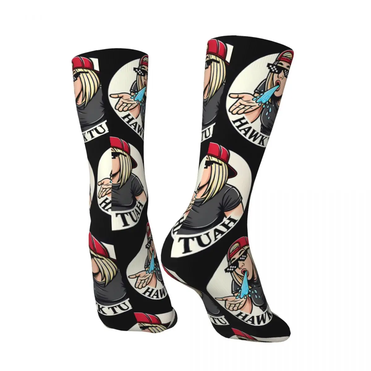 Hip Hop Retro Awesome Crazy Men's compression Socks Unisex HAWK TUAH Harajuku Pattern Printed Funny Novelty Happy Crew Sock Boys