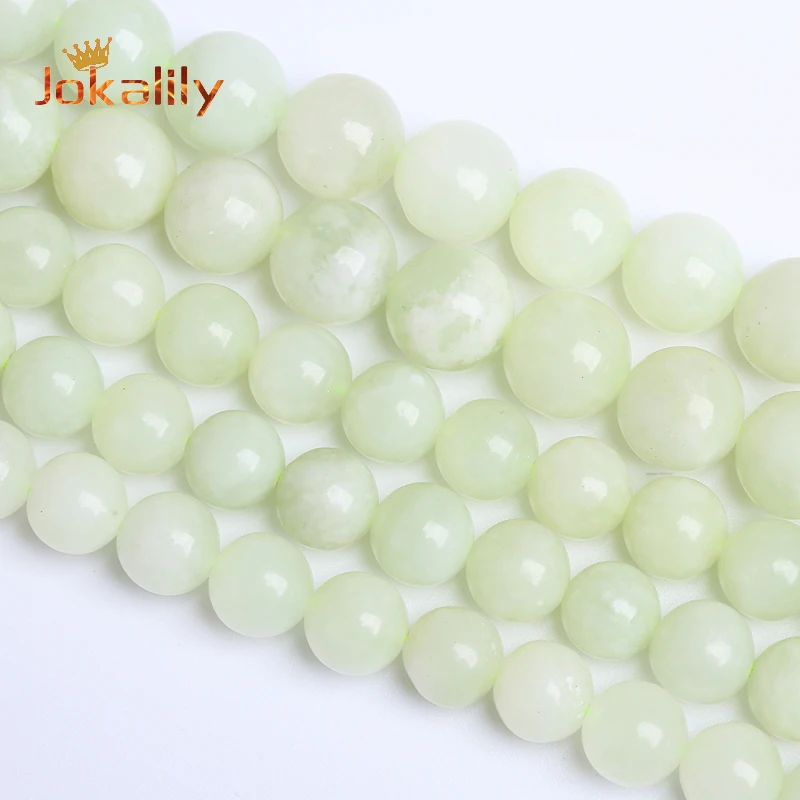 

Natural Green Stone Jades Beads Round Loose Spacer Beads for Jewelry Making Needlework DIY Bracelets