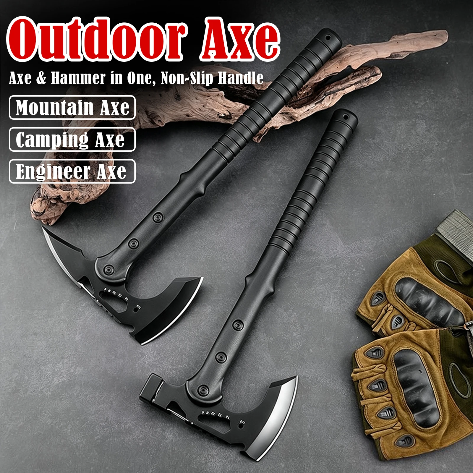 Tactical Tomahawk Camping Axe, Stainless Steel Survival Hatchet with Sheath, Multi-Tool for Camping Hunting, Ships from US
