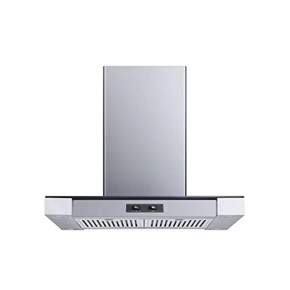 Convertible Island Range Hood Powerful Suction LED Lights Quiet Operation Adjustable Chimney