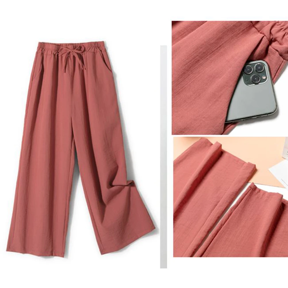 

Зеленые свободные широкие брюки подходят для весеннего сезона, стандартная длина одежды, легкие эластичные брюки, однотонные брюки