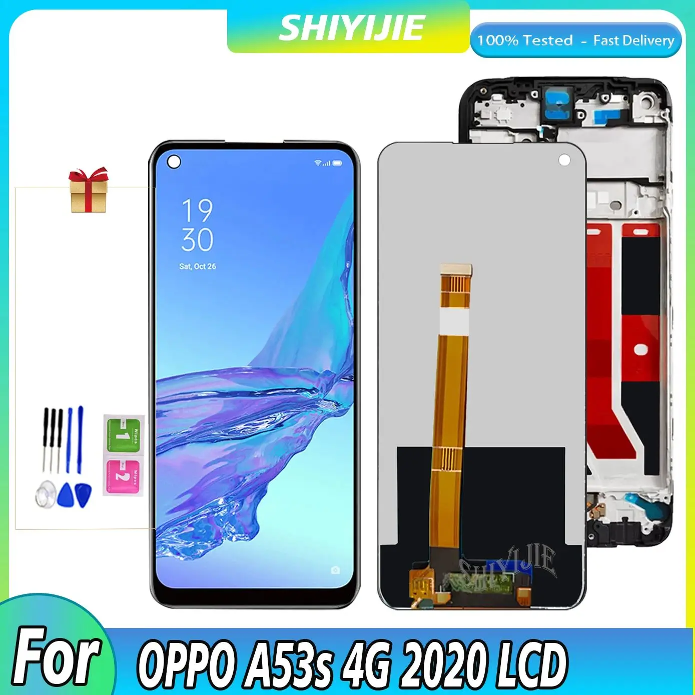 

6,5 "Оригинальный ЖК-дисплей для Oppo A53s 4G CPH2139 CPH2135, ЖК-дисплей, сенсорный экран, дигитайзер для A53S, сборка, замена/рамка