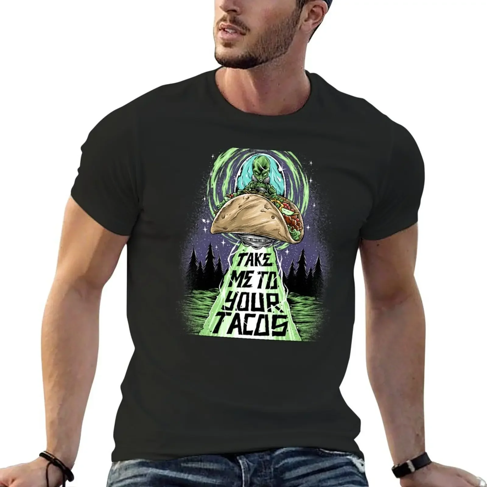 Alien Demands Take Me To Your Tacos! T-Shirt baggy shirts kawaii clothes rapper graphic tees men t shirts