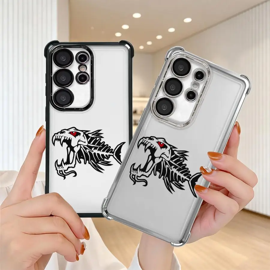 Sharp Tooth Fish Skeleton Phone Cover Case for Samsung Galaxy S26 Ultra S24 S20 FE S25Ultra S22 Ultra S25 Edge S23 S21 Plus