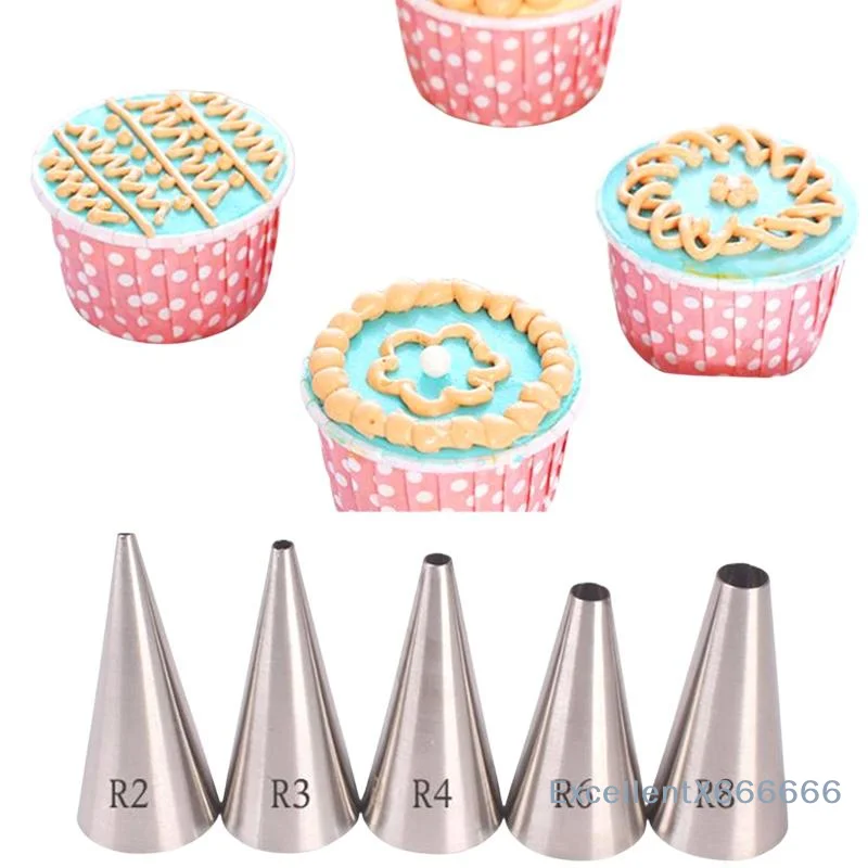Rust Proof 304 Stainless Steel Piping Tips 1/5 Pack Reusable Nozzles for DIY Cake Cookie Pastry Baking Decorating