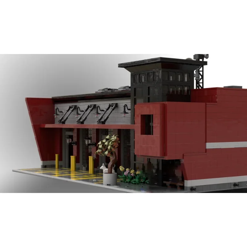City Street View modelo Moc ladrillos de construcción estación de bomberos Modular tecnología bloques regalos de coche juguetes de Navidad DIY conjuntos de montaje