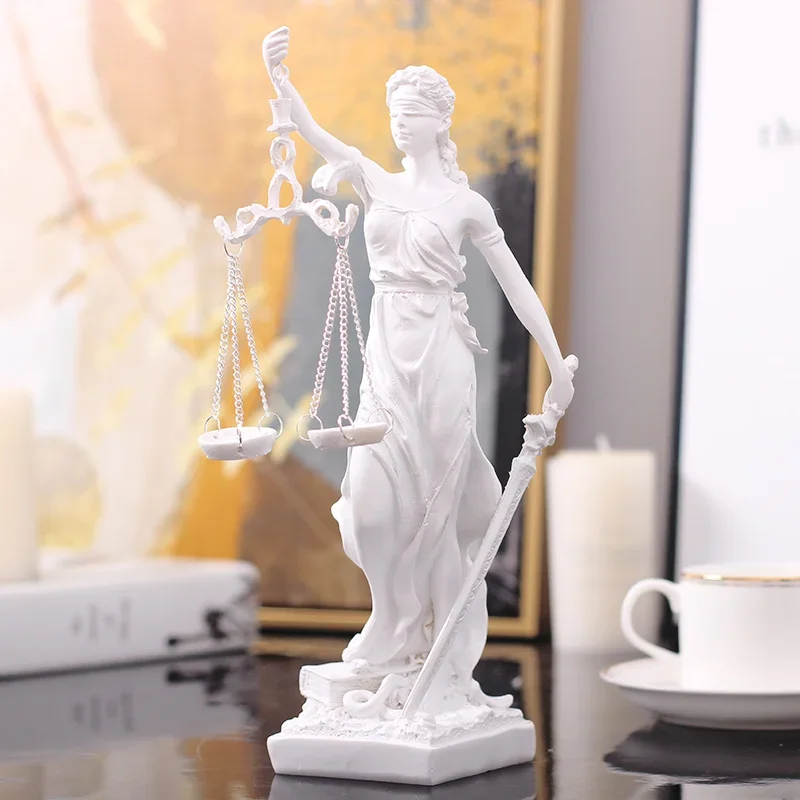 

Greek Justice Goddess Statue/Fair Angels Resin Sculpture People Ornaments Vintage Home Decoration Accessories Office Crafts 27cm