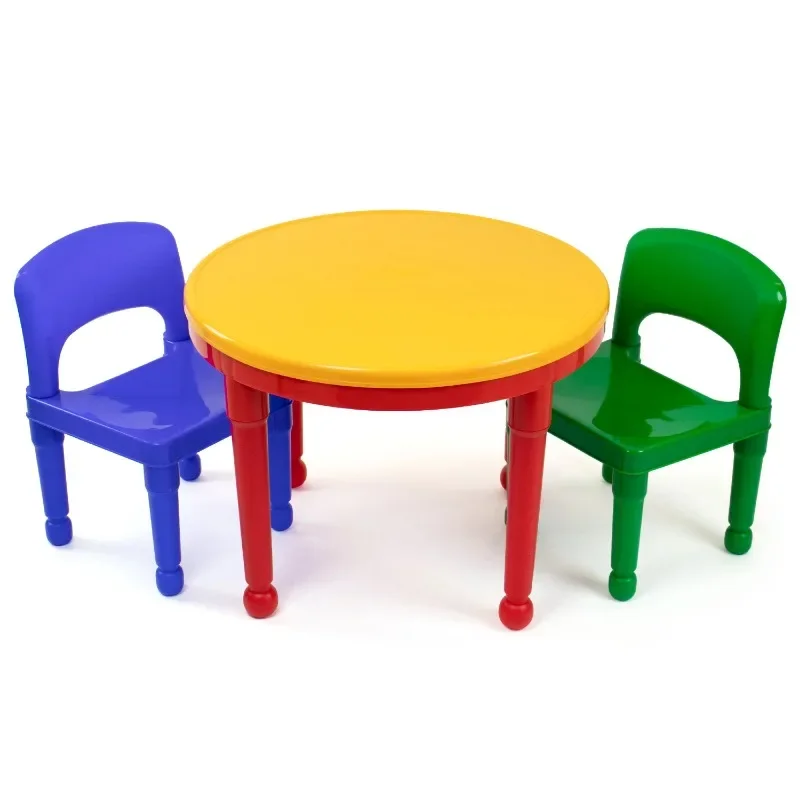 Humble Crew Kids 2-in-1 Plastic Dry Erase and Activity Table and 2 Chairs Set, Red, Green & Blue kids table