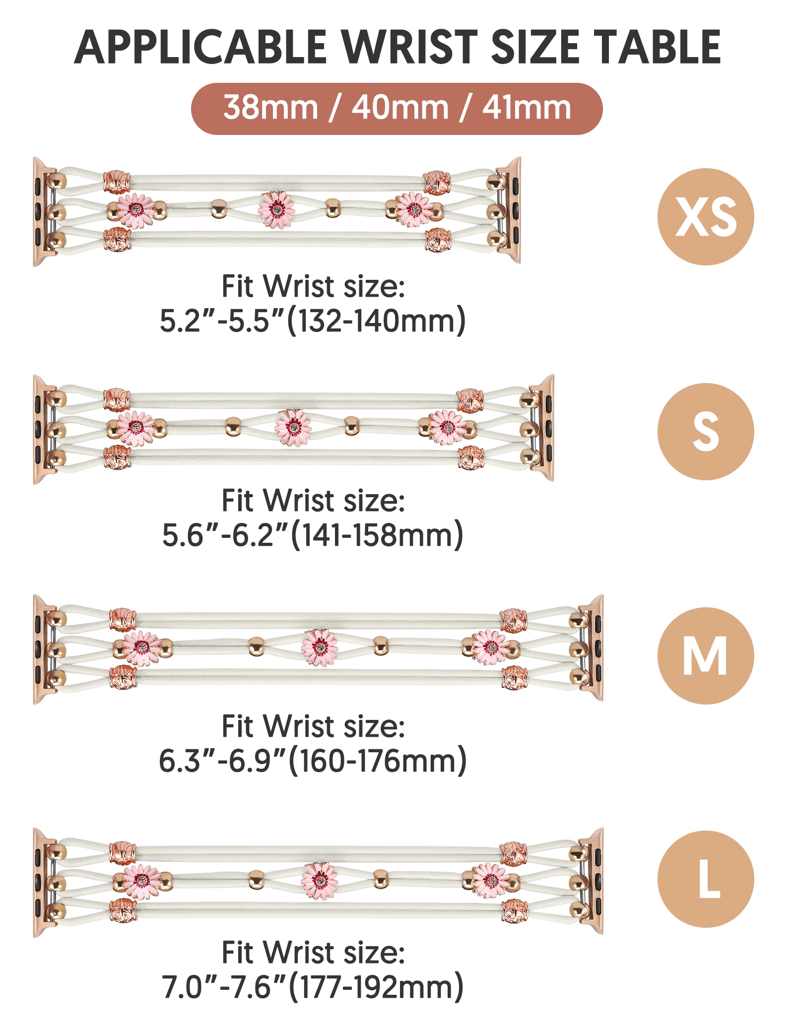 TOYOUTHS Boho Beaded Braided Strap for Apple Watch Band 41mm 40mm 45mm 49mm Floral Bracelet for iWatch Series SE Ultra 9 8 7 6 5