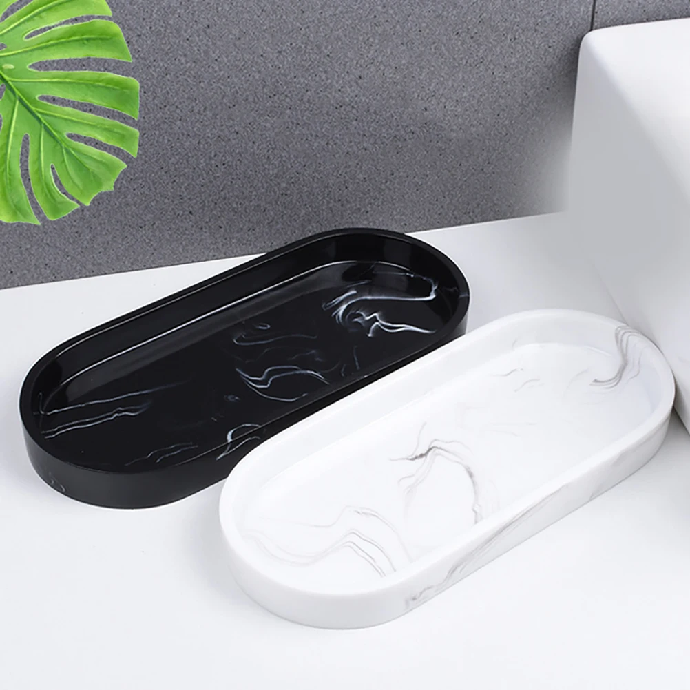 

Marble Tray Vanity Home Bathroom Storage Plate Resin Trays for Counter Organizer