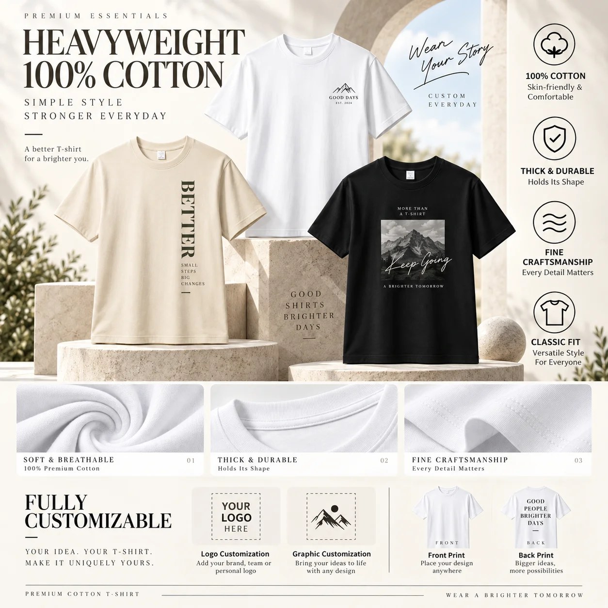 Custom Blank Women T Shirt 100% Heavyweight Cotton Crew Neck Oversized Streetwear Casual Tee Your Design Print Ready Tops