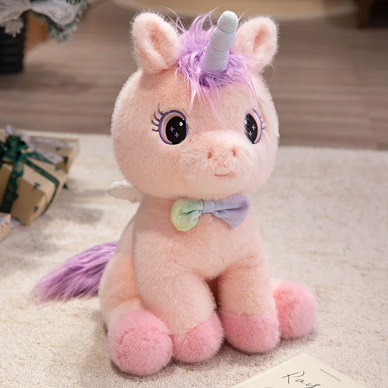 

35CM Simulation Angel Unicorn Plush Toy Soft Realistic New Born Gifts Doll Home Decoration Ornaments