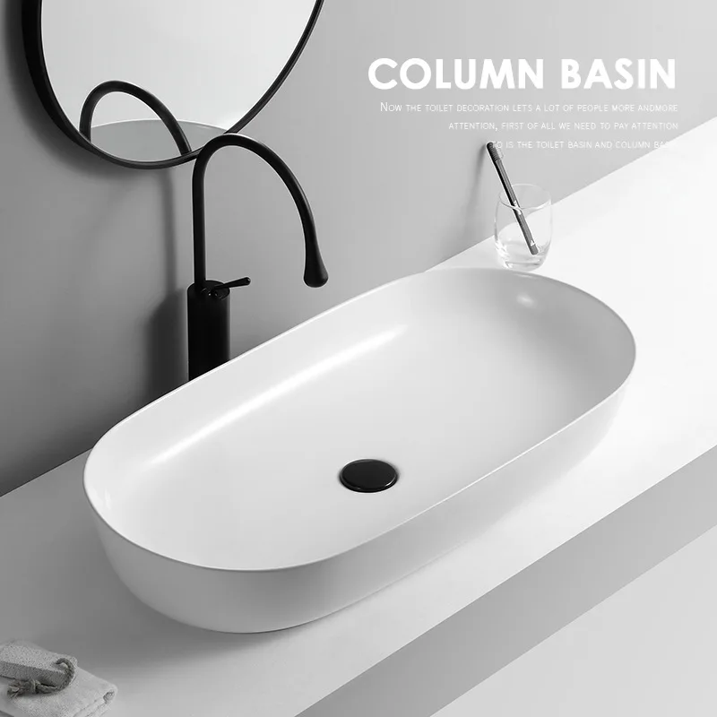 

Nordic ceramic table basin wash basin single basin rectangular washbasin wash household bathroom round