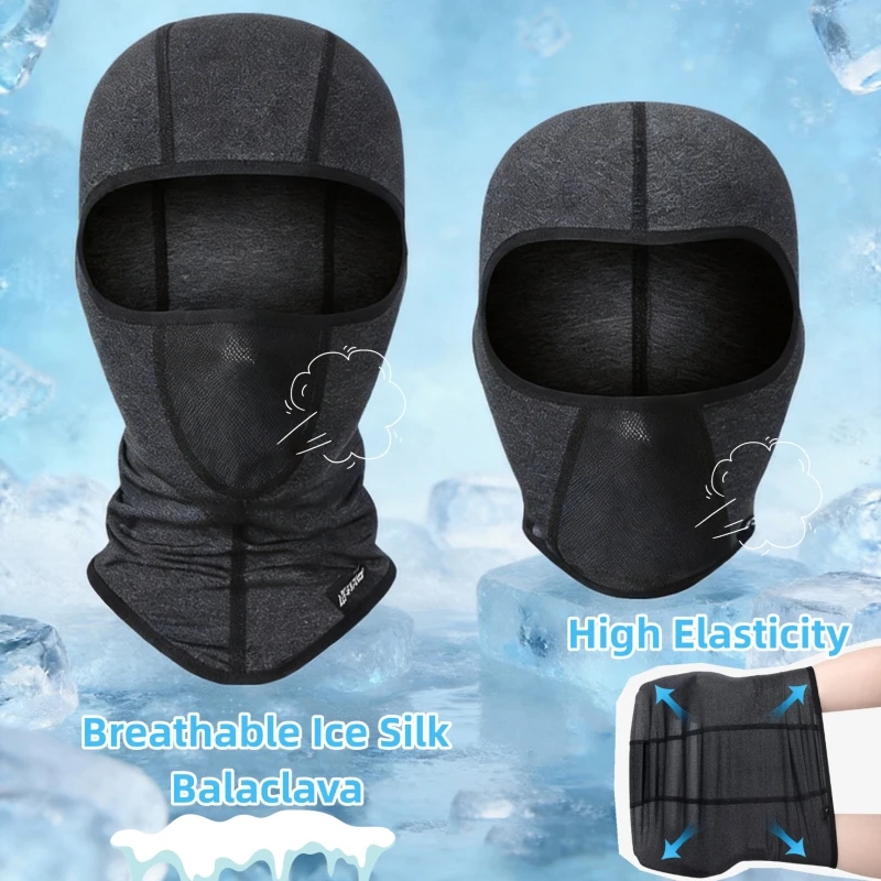 Summer Cycling Ice Silk Balaclava UV Protection Face Mask Motorcycle Head Cover Outdoor Ice Silk Quick-Drying Full Face Mask