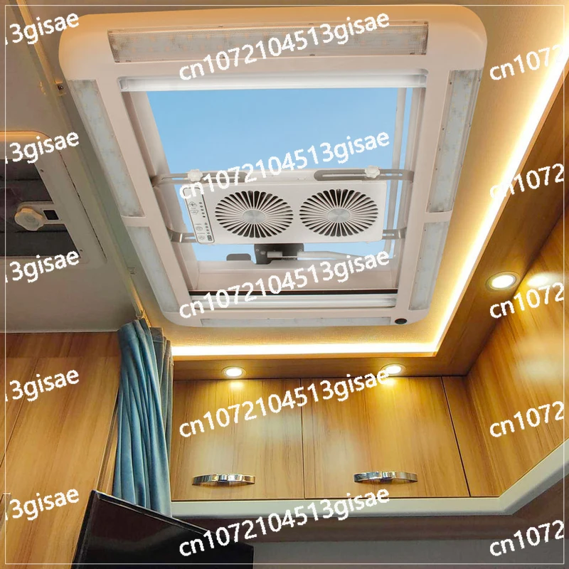 Suitable for RV Camping Skylight, Acrylic Transparent Strip LED Light, Anti-mosquito Sunshade, Hydraulic Support Roof Vent