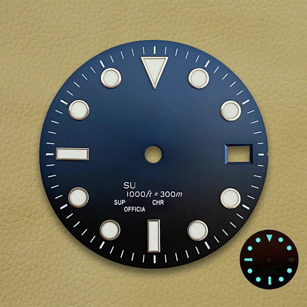 S Logo SUB Gradient Dial, Relógio Luminoso, Movimento, Ice Blue, Acessórios de Modificação, 28.5mm, NH35, NH36, 4R, 7S