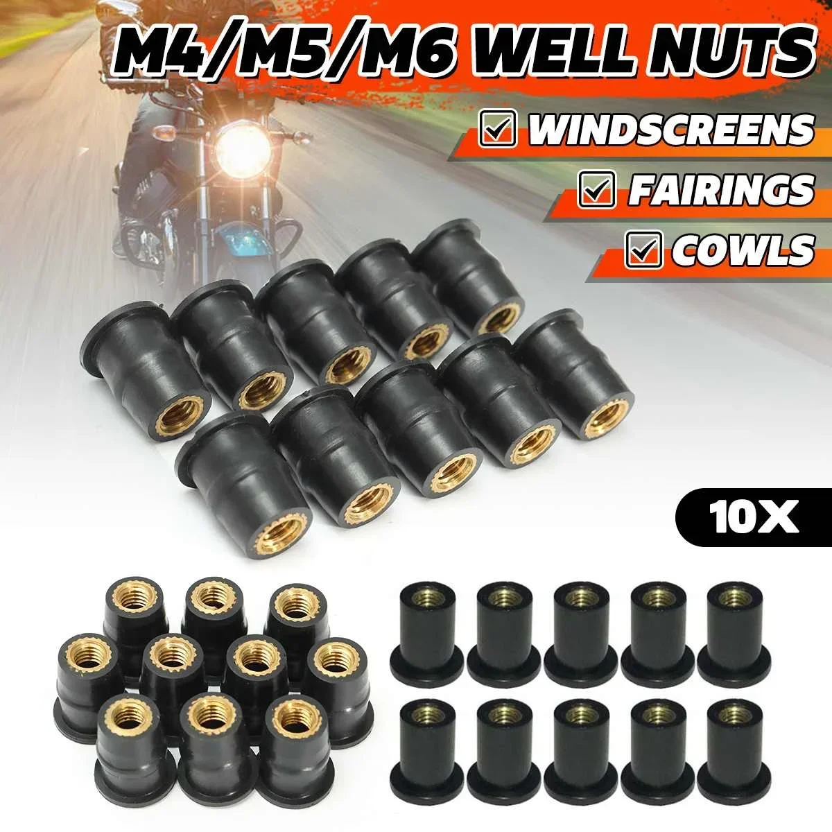 

10/20x M4/M5/M6 4/5/6mm Rubber Well Nuts Windscreen Windshield Fairing Cowl Fastener Accessories For Motorcycle