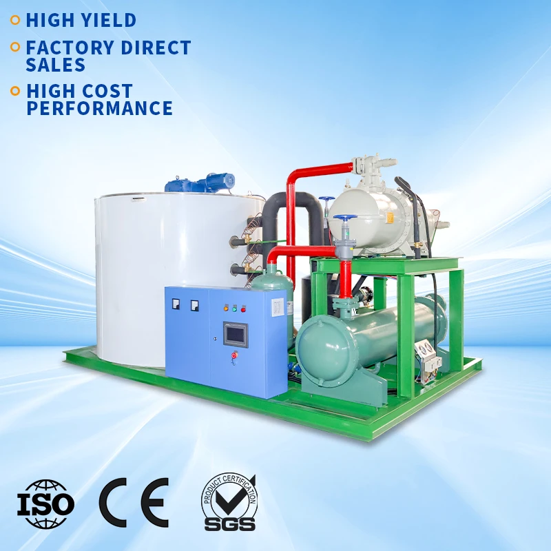 Emerson 3-Phase Commercial Freshwater Snow Flake Ice Machine 15 Ton Industrial For Fish High Productivity Motor Gear PLC
