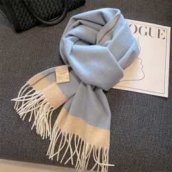 100% Real Wool Scarf and Shawls for Women Solid Double-sided Natural Wool Wraps Winter Warm Thicken Scarf Long Blanket Pashmina