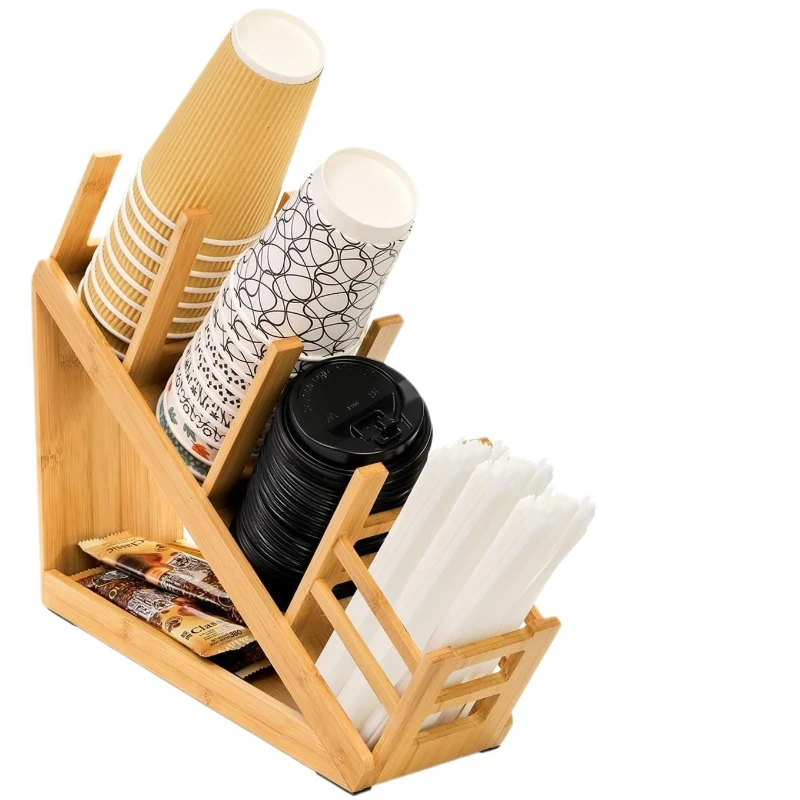 

Wooden storage rack, milk tea shop, paper cup straw finishing storage rack