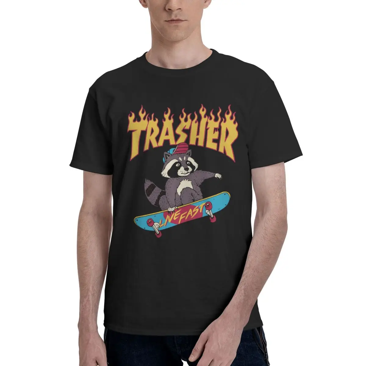 Men Opossum Skateboard Trasher Funny Possum Skater Kawaii T Shirt Vintage Big Size O-neck Cotton Sleeve Custom Tshirt Men