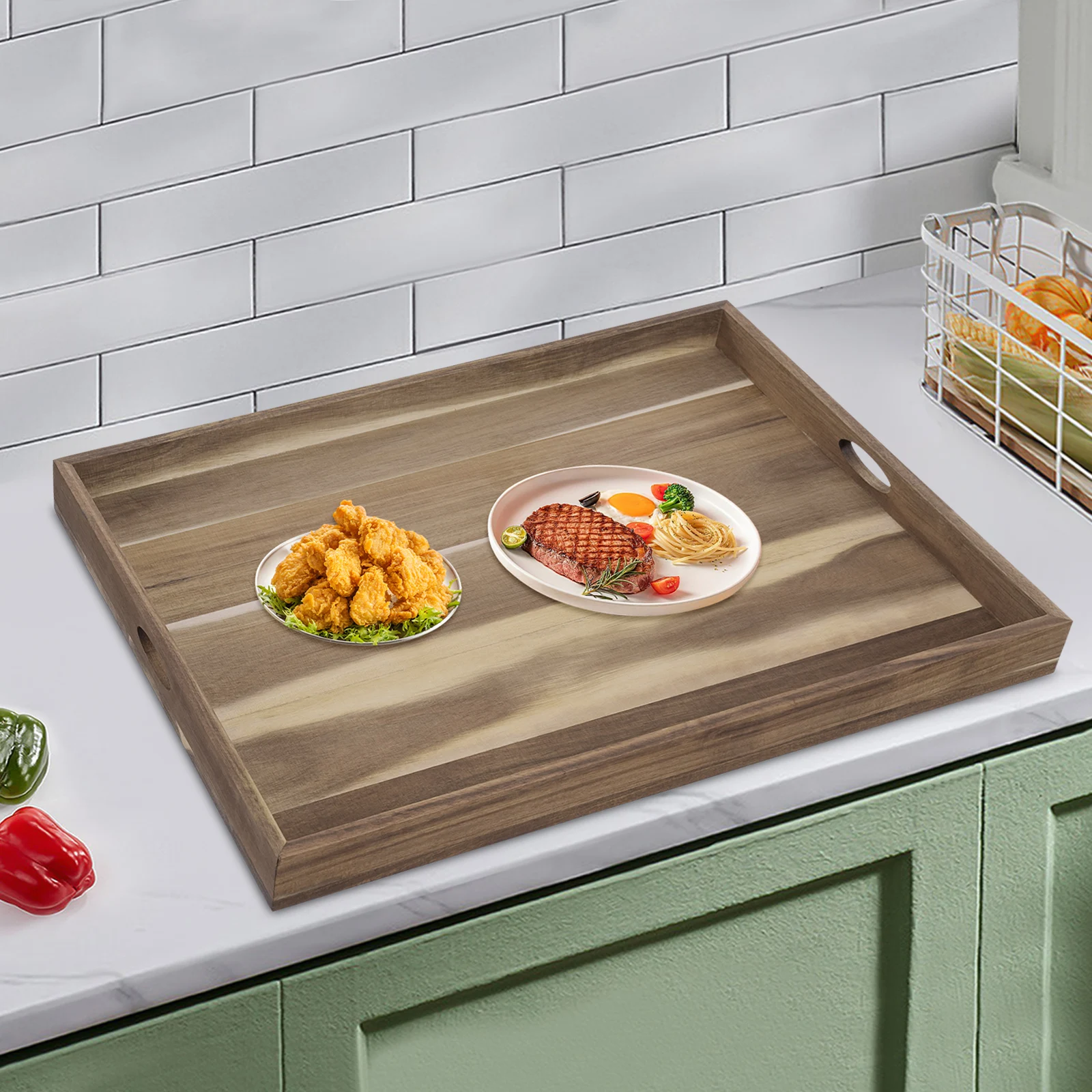 Cubierta para estufa de madera de acacia y protector de mesa de cocina, bandeja de cocina multifuncional grande de 28,7x20,6 pulgadas, estante moderno para encimera de madera