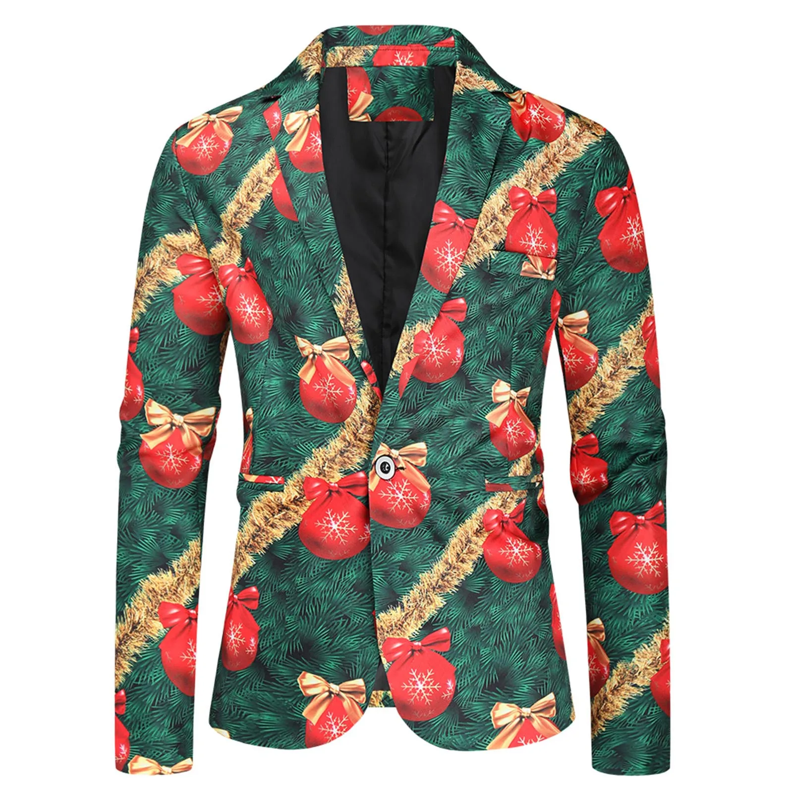 Casual Blazers Men\'s Coat Jacket 2024 New Christmas Print Fit Suit Blazer Male Fashion Slim Buttons Blazer Party Costumes