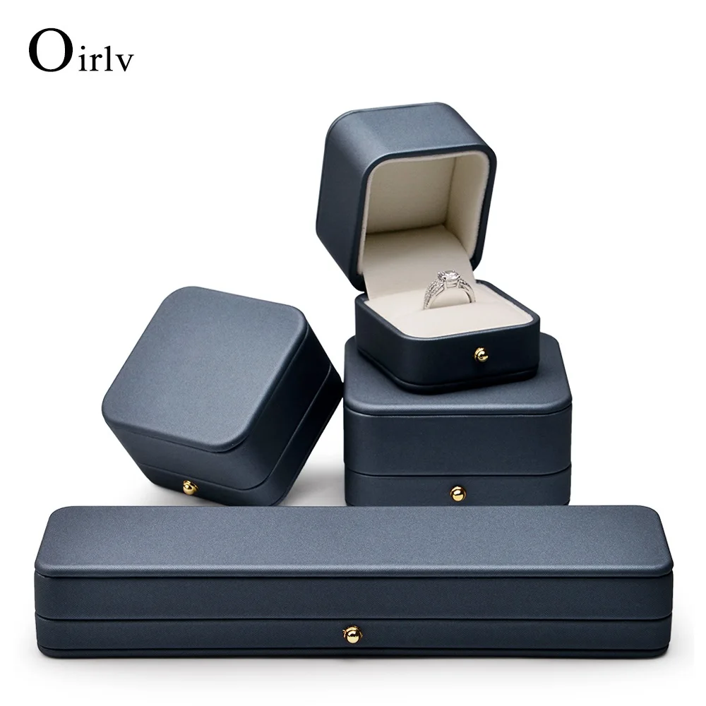 Oirlv Blue-Gray Jewelry Box Ring Necklace Bracelet Jewelry Storage Gift Box Suitable For Marriage Proposal Wedding Anniversary