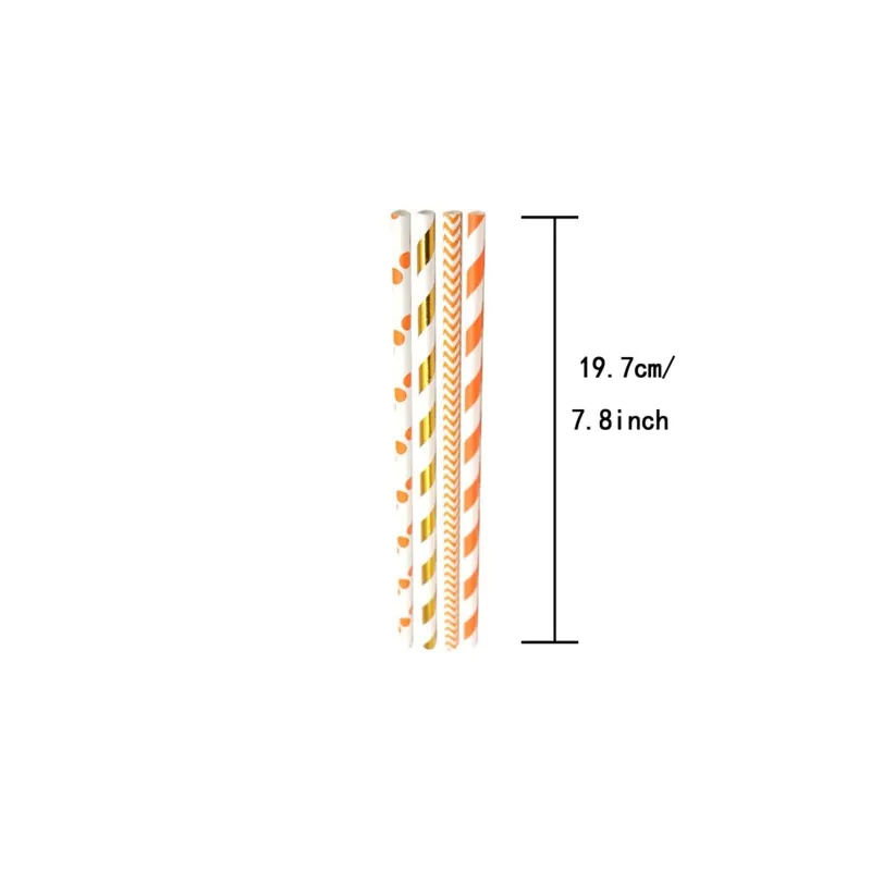 100pcs Orange Striped Wavy  Paper Straws  Wavy Grain Polka Straws, Dots Straws, Juice, Cocktail, Smoothies, Drinking Straws